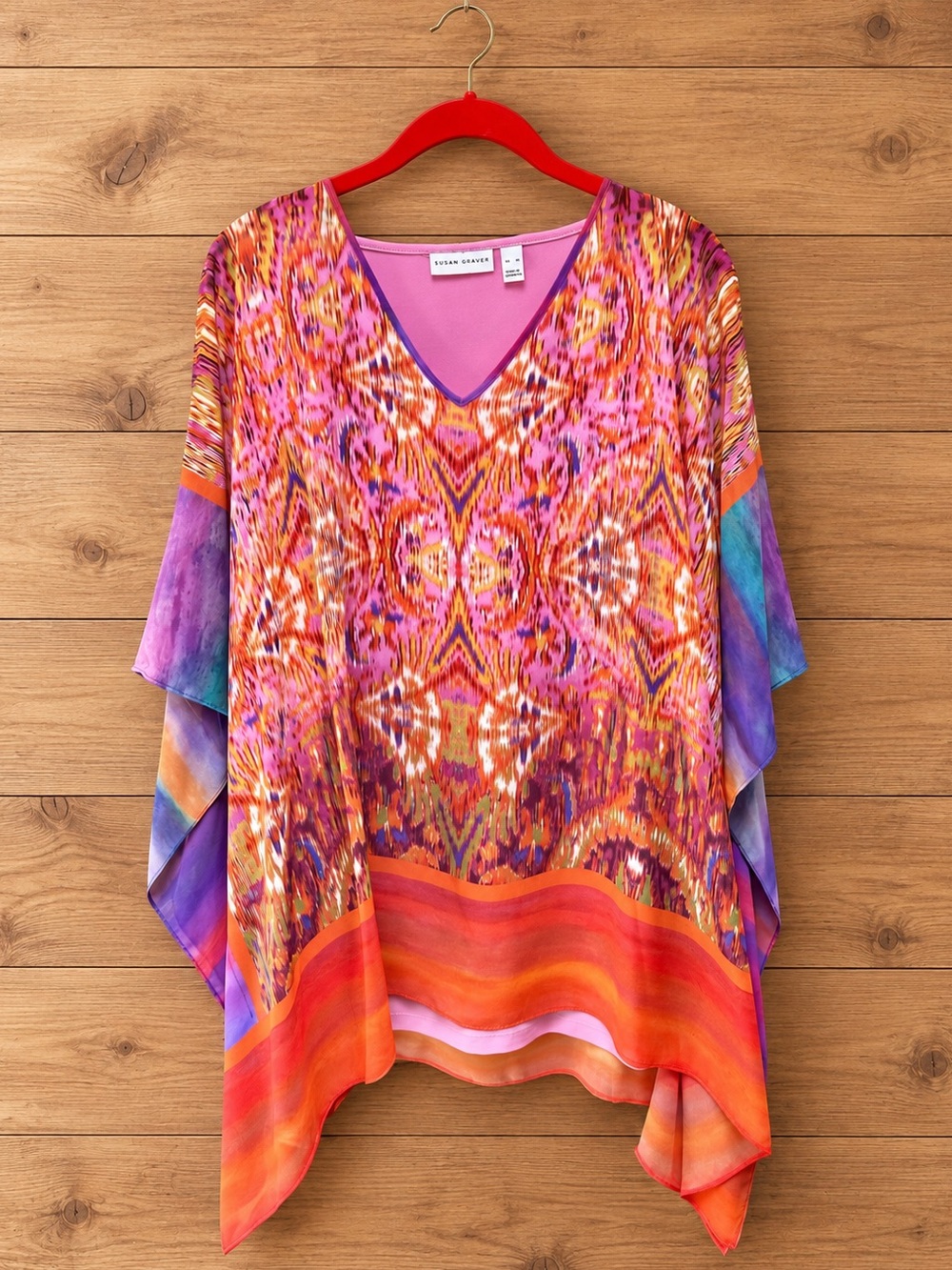 Susan Graver XL Multicolor Floral Sheer Kimono Boho Blouse & Matching Tank Top